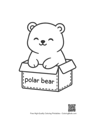 Thumbnail: Baby Polar Bear Cub Peeking Out of a Cardboard Box Printable