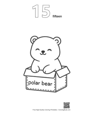 Thumbnail: Baby Polar Bear Cub Peeking Out of a Cardboard Box Printable Outline Number 15