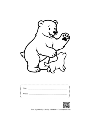 Thumbnail: Cheerful Polar Bear Waving to Cute Puppy Printable with Title and Artist Box