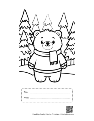 Thumbnail: Cute Polar Bear for Kids Printable with Title and Artist Box