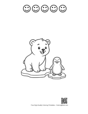 Thumbnail: Cute Polar Bear Printable and 5 Happy Face Outline