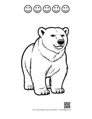 Thumbnail: Cute Polar Bear Standing Outline Printable and 5 Happy Face Outline