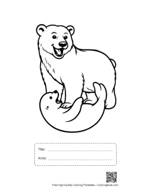 Thumbnail: Happy Polar Bear Playing with Seal Printable with Title and Artist Box