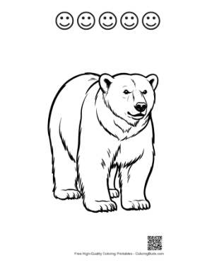 Thumbnail: Majestic Polar Bear Line Art Printable and 5 Happy Face Outline