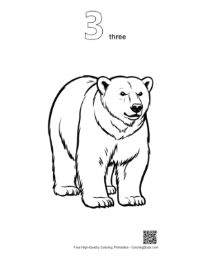 Thumbnail: Majestic Polar Bear Line Art Printable Outline Number 3