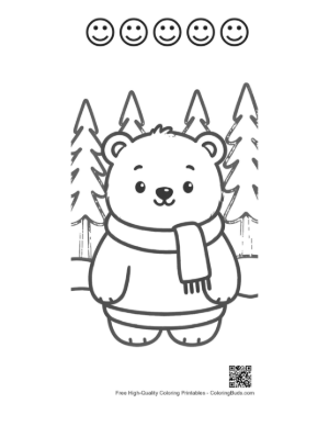 Thumbnail: Polar Bear Coloring Page Printable and 5 Happy Face Outline