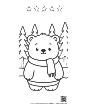 Thumbnail: Polar Bear Coloring Page Printable and 5 Star Outline