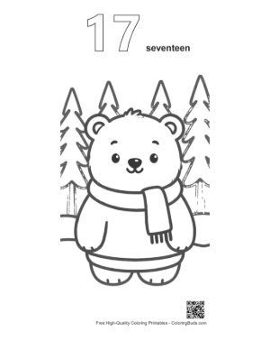 Thumbnail: Polar Bear Coloring Page Printable Outline Number 17
