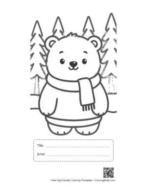 Thumbnail: Polar Bear Coloring Page Printable with Title and Artist Box