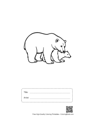 Thumbnail: Polar Bear Mother Embracing Cub Printable with Title and Artist Box