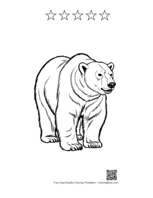 Thumbnail: Proud Polar Bear Standing Tall Printable and 5 Star Outline