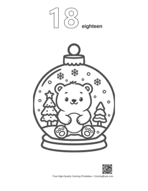 Thumbnail: Small Polar Bear Sitting in a Winter Wonderland Globe Printable Outline Number 18
