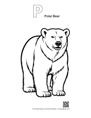 Thumbnail: Standing Polar Bear Outline Printable Outline Alphabet P Polar Bear