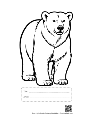 Thumbnail: Standing Polar Bear Outline Printable with Title and Artist Box