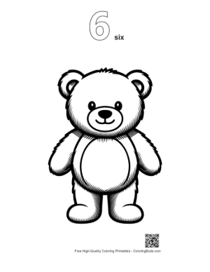 Thumbnail: Adorable Smiling Teddy Bear Outline Printable Outline Number 6