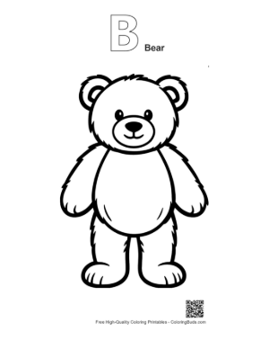 Thumbnail: Cute Smiling Teddy Bear Outline Printable Outline Alphabet B Bear