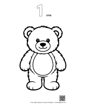 Thumbnail: Cute Smiling Teddy Bear Outline Printable Outline Number 1
