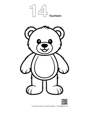 Thumbnail: Cute Smiling Teddy Bear Outline Printable Outline Number 14