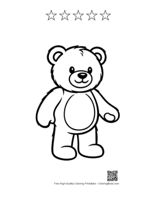 Thumbnail: Cute Standing Teddy Bear Outline Printable and 5 Star Outline