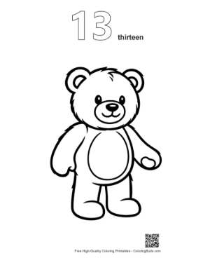 Thumbnail: Cute Standing Teddy Bear Outline Printable Outline Number 13