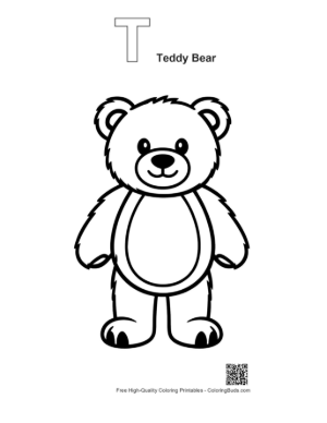 Thumbnail: Cute Teddy Bear Outline Printable Alphabet T Teddy Bear