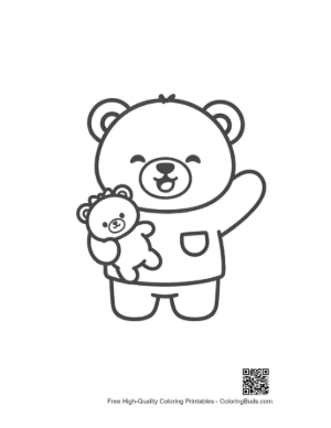 Thumbnail: Happy Teddy Bear in Pajamas Waving Goodnight Printable