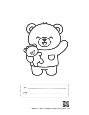 Thumbnail: Happy Teddy Bear in Pajamas Waving Goodnight Printable with Title and Artist Box
