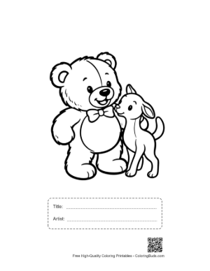 Thumbnail: Teddy Bear Hugging Cute Fawn Printable with Title and Artist Box
