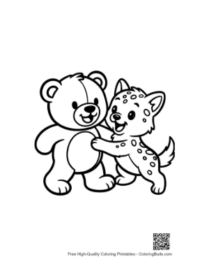 Thumbnail: Teddy Bear Hugging Spotted Puppy