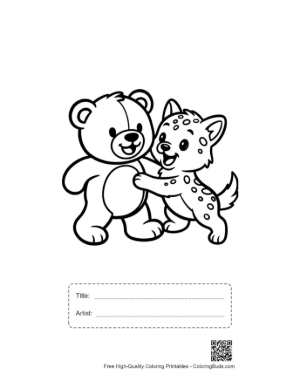 Thumbnail: Teddy Bear Hugging Spotted Puppy Printable with Title and Artist Box