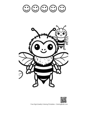 Thumbnail: Adorable Big and Little Bumble Bees Printable and 5 Happy Face Outline