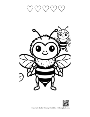 Thumbnail: Adorable Big and Little Bumble Bees Printable and 5 Heart Outline