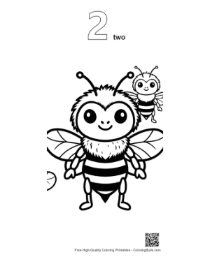Thumbnail: Adorable Big and Little Bumble Bees Printable Outline Number 2