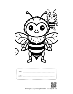 Thumbnail: Adorable Big and Little Bumble Bees Printable with Title and Artist Box