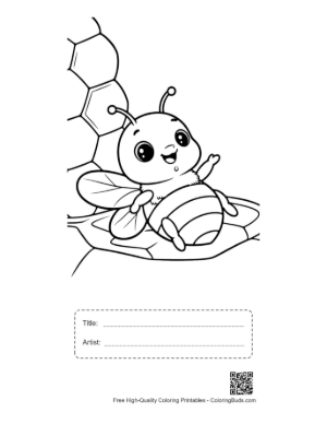 Thumbnail: Adorable Honey Bee Resting on a Sweet Honeycomb Cell Printable with Title and Artist Box
