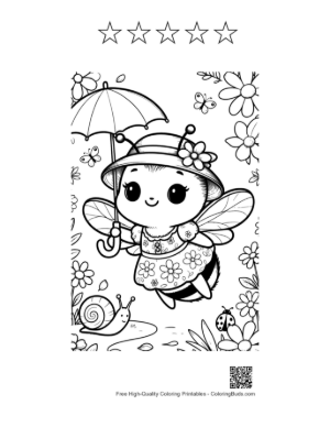 Thumbnail: Bumble Bee Coloring Page Printable and 5 Star Outline