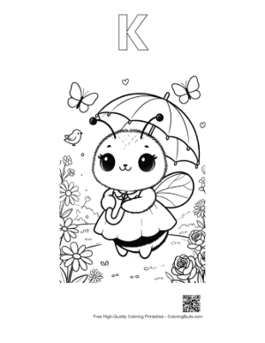 Thumbnail: Bumble Bee Printable Outline Alphabet K