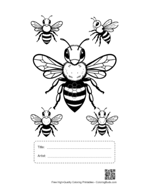 Thumbnail: Cluster of Honey Bees with Honeycomb Printable with Title and Artist Box