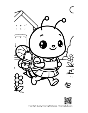 Thumbnail: Cute Baby Bee Ready for School with a Backpack Printable