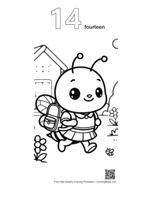 Thumbnail: Cute Baby Bee Ready for School with a Backpack Printable Outline Number 14