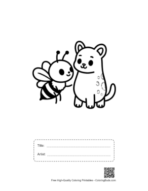 Thumbnail: Cute Bee and Kitten Friendship Printable with Title and Artist Box