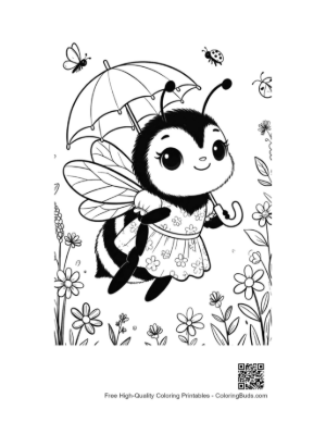 Thumbnail: Cute Bumble Bee Coloring Page Printable