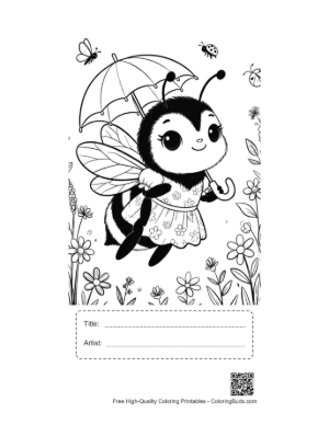 Thumbnail: Cute Bumble Bee Coloring Page Printable with Title and Artist Box