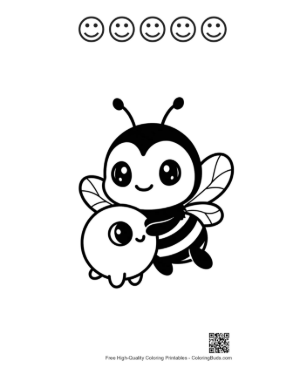 Thumbnail: Cute Bumblebee Hugging Adorable Blob Printable and 5 Happy Face Outline