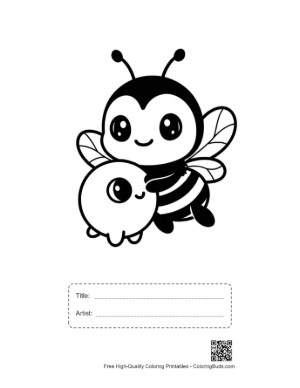 Thumbnail: Cute Bumblebee Hugging Adorable Blob Printable with Title and Artist Box