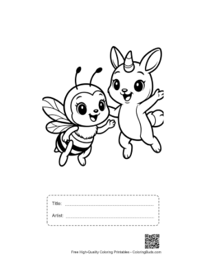 Thumbnail: Cute Honey Bee and Unicorn Bunny Friends Printable with Title and Artist Box