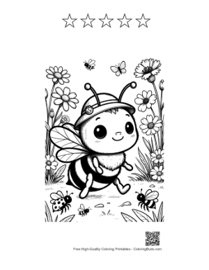 Thumbnail: Cute Honey Bee Coloring Sheet Printable and 5 Star Outline