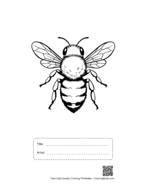 Thumbnail: Detailed Honey Bee Line Art Printable with Title and Artist Box