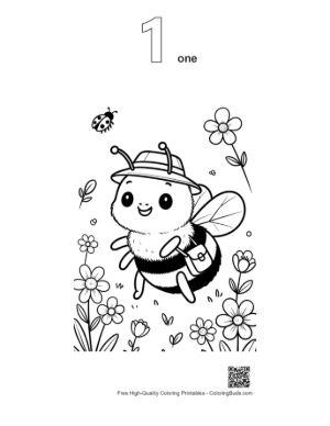 Thumbnail: Easy Honey Bee Coloring Page Printable Outline Number 1