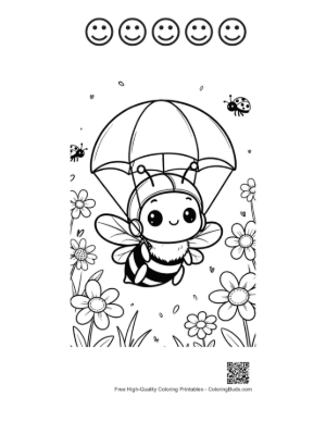 Thumbnail: Easy Honey Bee to Color Printable and 5 Happy Face Outline